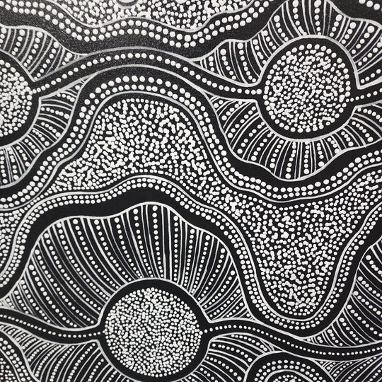 Tunnels of Light - Stunning Modern Dot Painting Artwork Featuring Meticulously Painted White Dots on a Black Background, Size 100x150cm