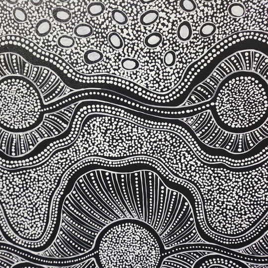 Tunnels of Light - Stunning Modern Dot Painting Artwork Featuring Meticulously Painted White Dots on a Black Background, Size 100x150cm