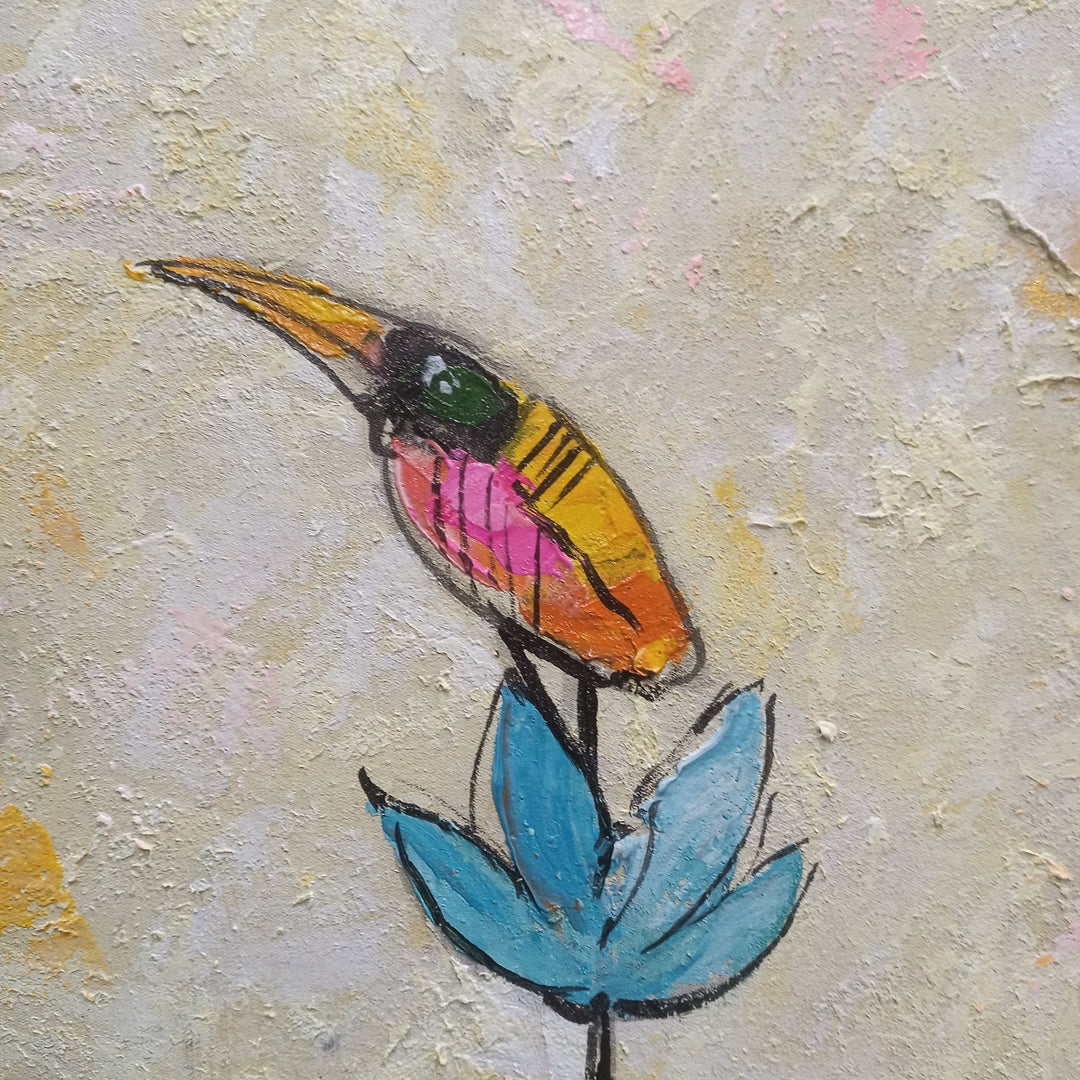 Land of Whimsy - Quirky And Fun Depiction of a Stylized Island Inhabited by Peculiar little Birds, Size 70x200cm