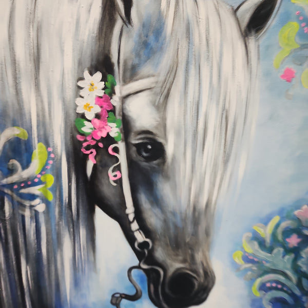 Portrait of an Equine - Gorgeous, Highly Detailed Portrait of a Beautiful Horse, Size 100x120cm