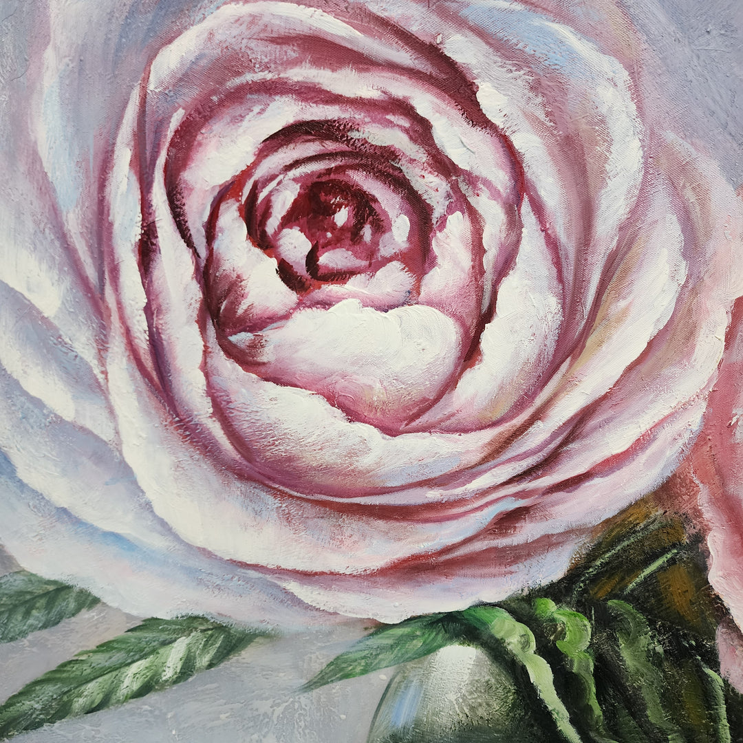 Blossoms in Bloom: A Textured Bouquet - Hand Painted Art Size 100x100cm