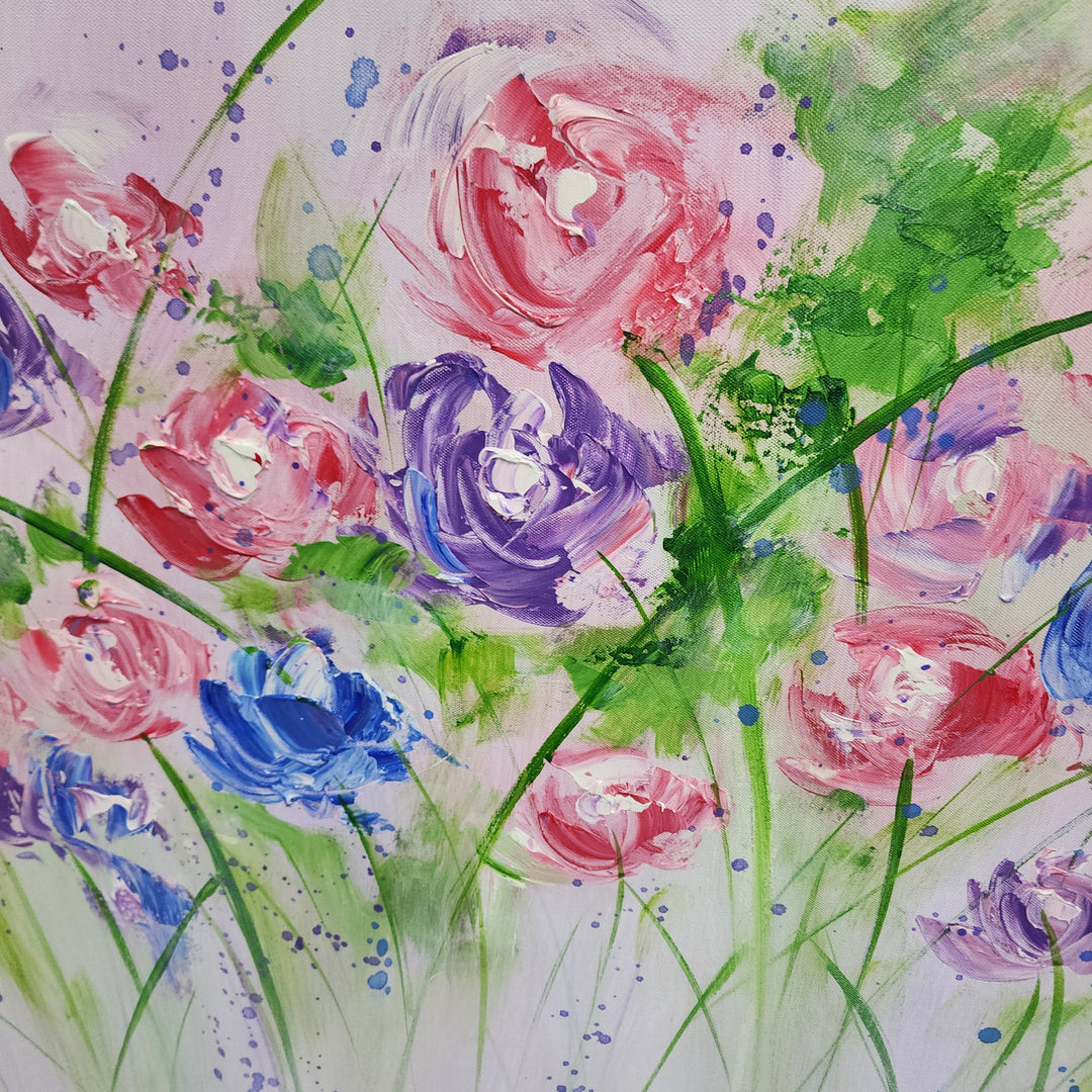 Fading Blooms: A Soft Floral Reverie - Hand Painted Art Size 70x170cm