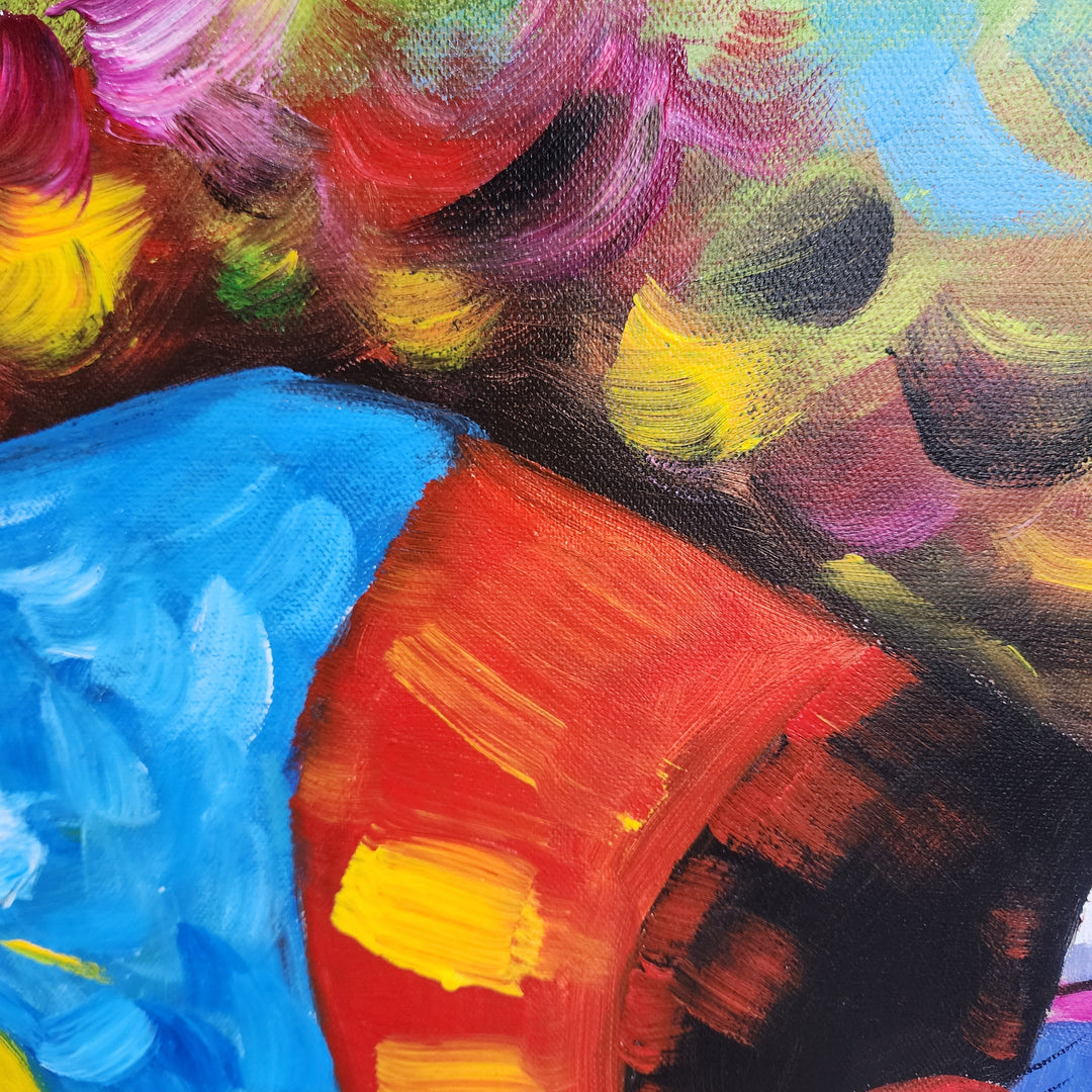 Colorful Cow Whimsy - Hand Painted Art Size 80x80cm