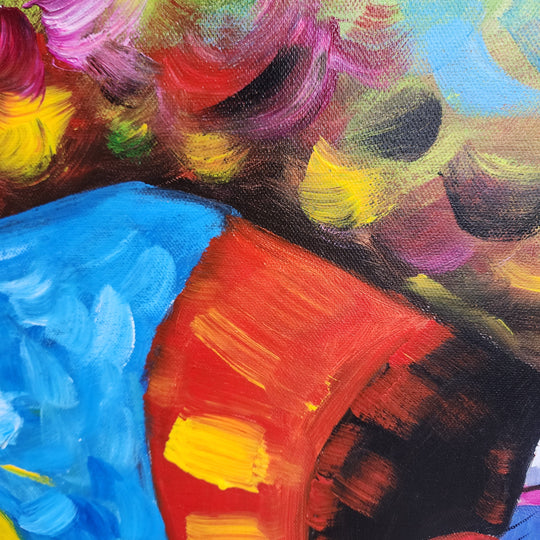 Colorful Cow Whimsy - Hand Painted Art Size 80x80cm