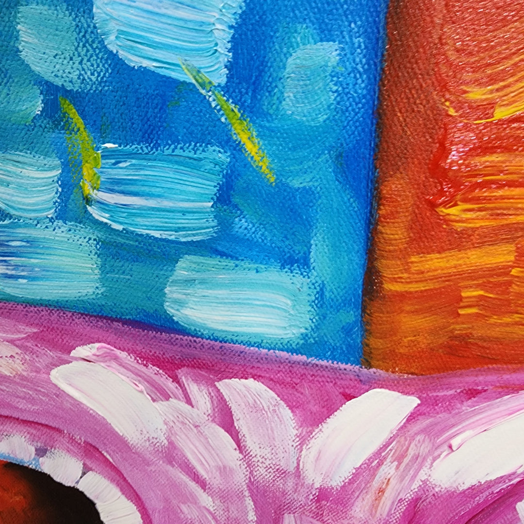 Colorful Cow Whimsy - Hand Painted Art Size 80x80cm