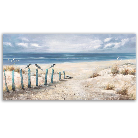A Humble Beach - Hand Embellished Canvas Art - EA239