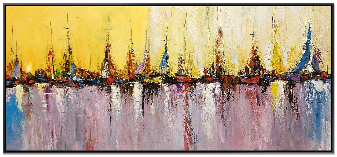 Sails at Sea - Stunning Modern Impressionistic Seascape Art featuring Boats at Sea