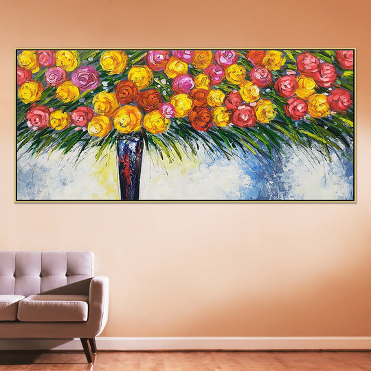 Bouquet - Stunning, Brightly Coloured Palette Knife Painting Depicting Many Flowers in a Vase - Priceless ART:  Australia's Largest Range of Affordable ART