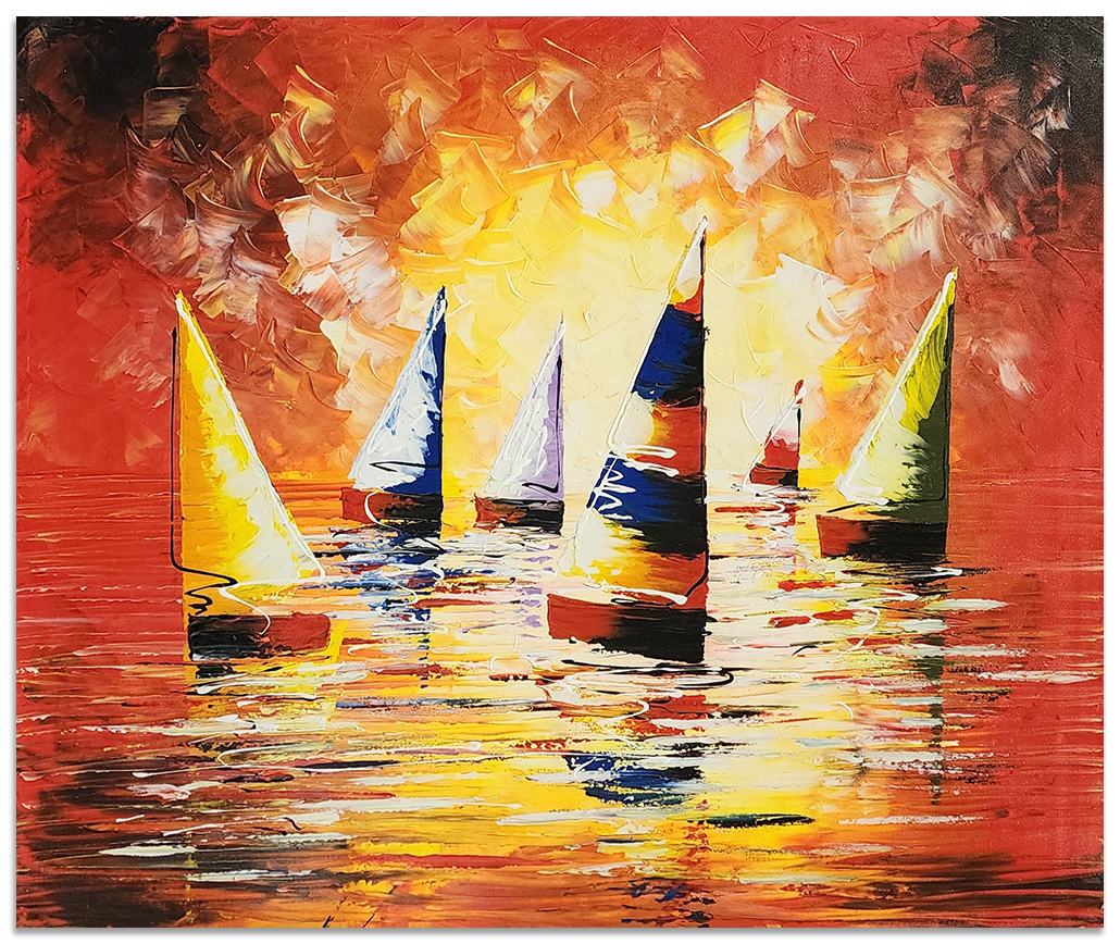 Sails in the Sun - Stunning Seascape Themed Hand Painted Modern Art - Priceless ART:  Australia's Largest Range of Affordable ART