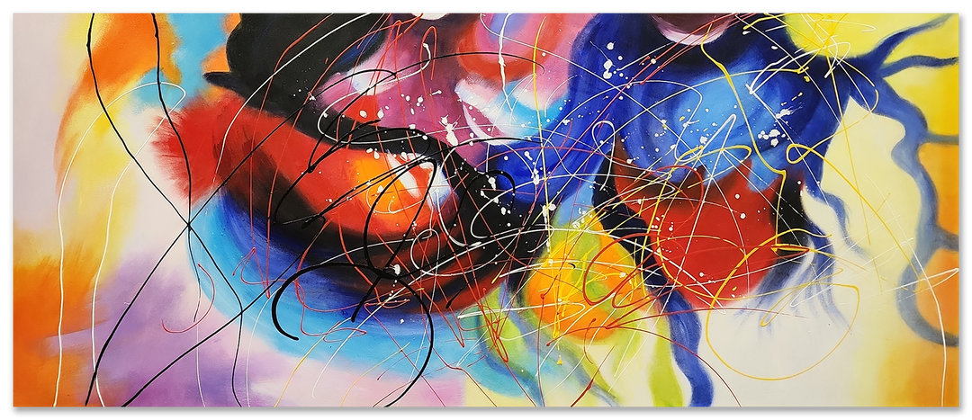 Flavoured Sandstorm - Striking, Colourful Modern Abstract Art with a Flurry of Colours 100x240cm