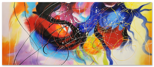 Flavoured Sandstorm - Striking, Colourful Modern Abstract Art with a Flurry of Colours 100x240cm