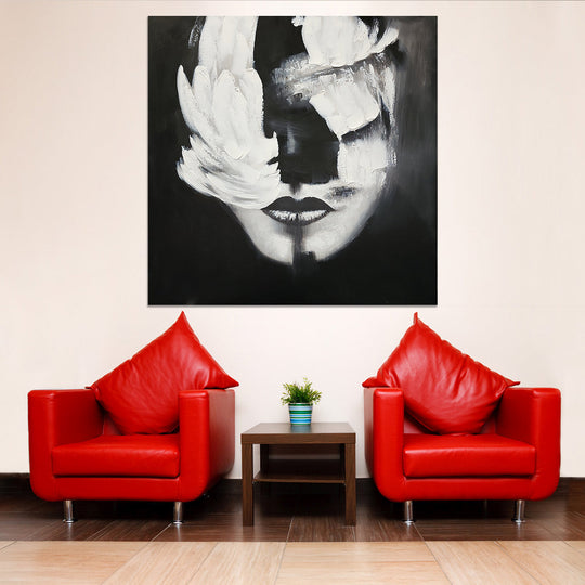 Estranged Gaze - Stunning Modern Abstract Portrait size 120x120cm