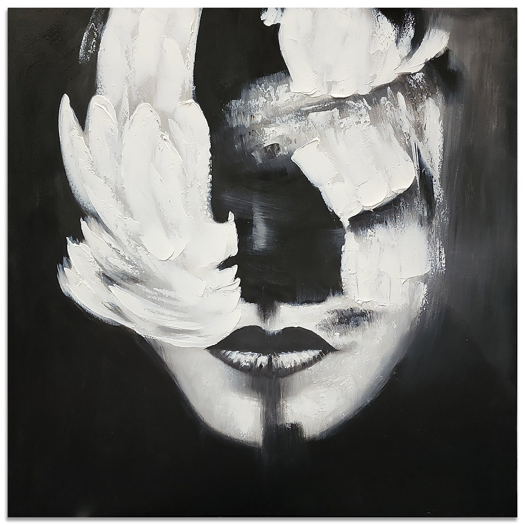 Estranged Gaze - Stunning Modern Abstract Portrait size 120x120cm