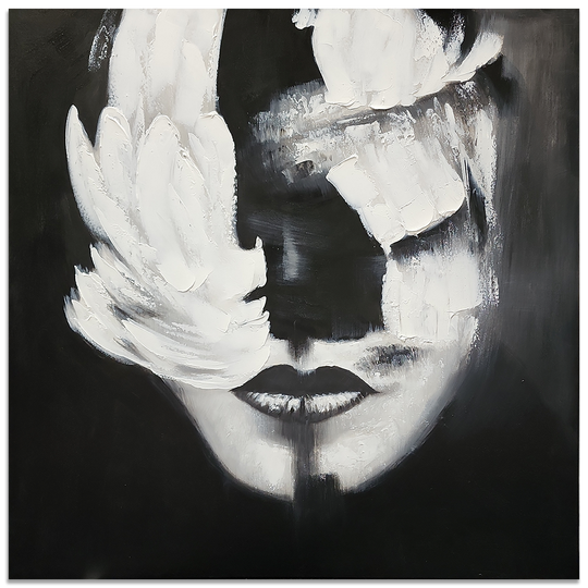 Estranged Gaze - Stunning Modern Abstract Portrait size 120x120cm