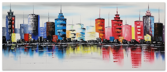 The City - Colourful, Impressionistic, Abstract Cityscape size 100x240cm