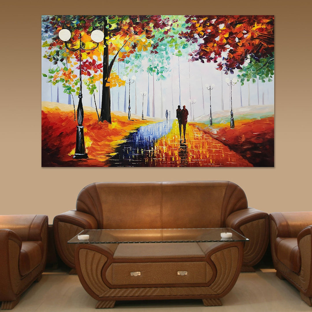 Autumn Bliss - Warm, Earthy toned Palette Knife Romantic Pathway Art 120x180cm