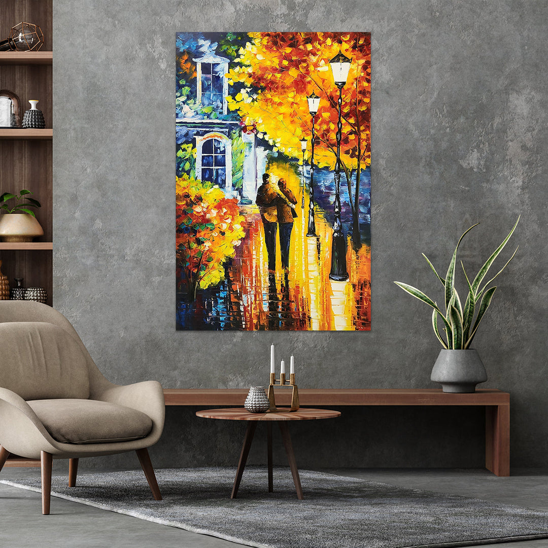 A Couple's Embrace - Beautiful, Dreamlike Palette Knife Painted Romantic Art 100x150cm