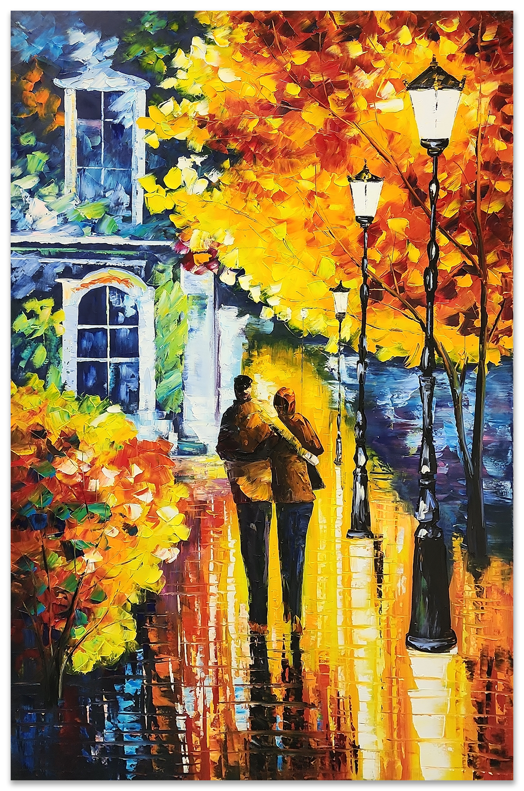 A Couple's Embrace - Beautiful, Dreamlike Palette Knife Painted Romantic Art 100x150cm