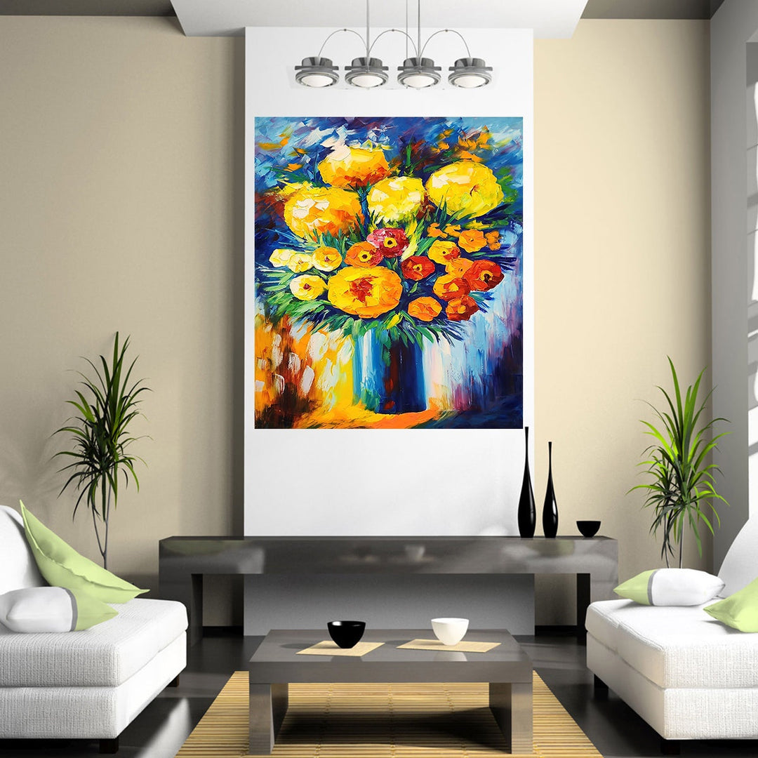 Flowers - Colourful Palette Knife Floral Art 90x120cm