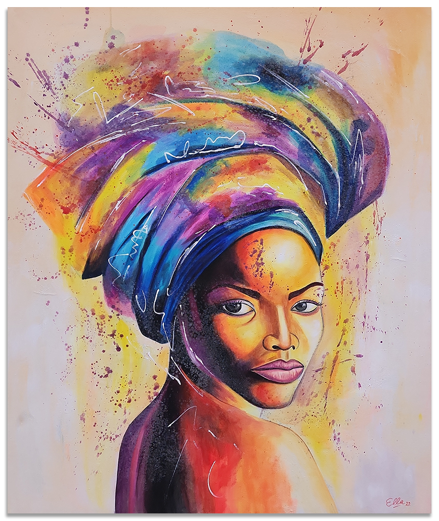 A Woman's Gaze - Stunning Colourful Stylized Potrait of a Woman Size 100x120cm - Priceless ART:  Australia's Largest Range of Affordable ART