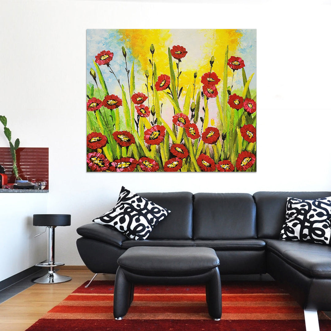 Red Bliss - Colourful Floral themed Artwork Size 100x120cm - Priceless ART:  Australia's Largest Range of Affordable ART