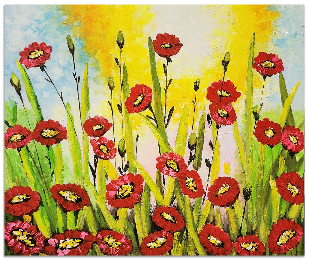 Red Bliss - Colourful Floral themed Artwork Size 100x120cm - Priceless ART:  Australia's Largest Range of Affordable ART