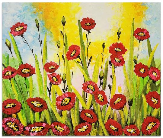 Red Bliss - Colourful Floral themed Artwork Size 100x120cm - Priceless ART:  Australia's Largest Range of Affordable ART
