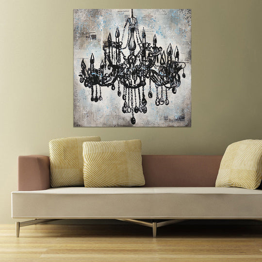 Chandelier - Mixed Media Art Depiction of an Ornate Chandelier Size 100x100cm - Priceless ART:  Australia's Largest Range of Affordable ART