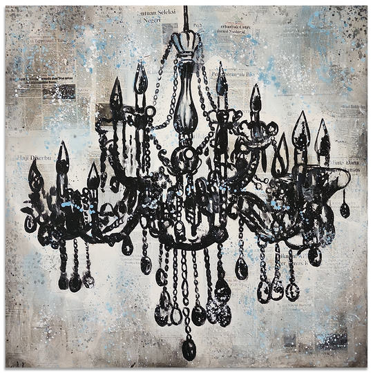 Chandelier - Mixed Media Art Depiction of an Ornate Chandelier Size 100x100cm - Priceless ART:  Australia's Largest Range of Affordable ART