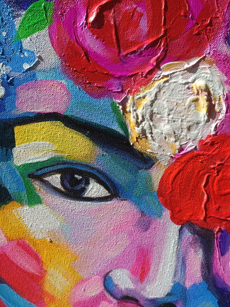 Embellished Gaze - Striking Depiction of a Stylized Woman wearing an Elaborate Floral Headdress