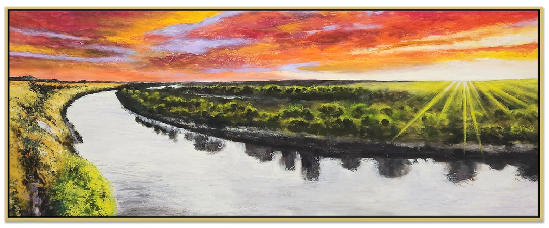 Murray River - Highly Textural, hand Painted Depiction of a Iconic Australian Landmark Size 80x200cm - Priceless ART:  Australia's Largest Range of Affordable ART