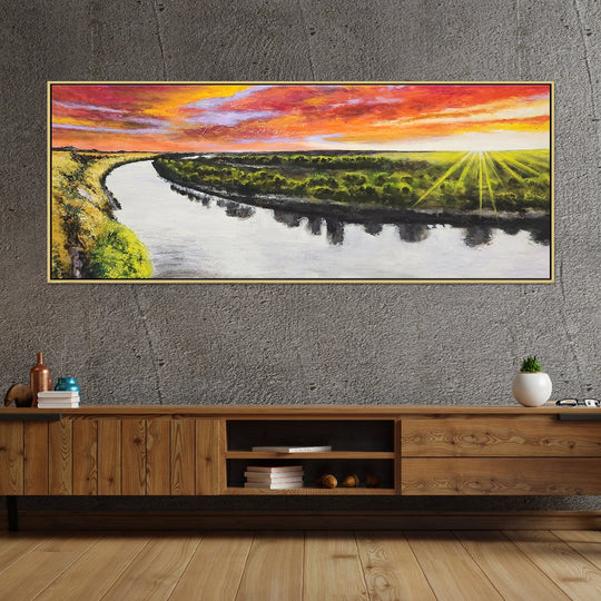 Murray River - Highly Textural, hand Painted Depiction of a Iconic Australian Landmark Size 80x200cm - Priceless ART:  Australia's Largest Range of Affordable ART