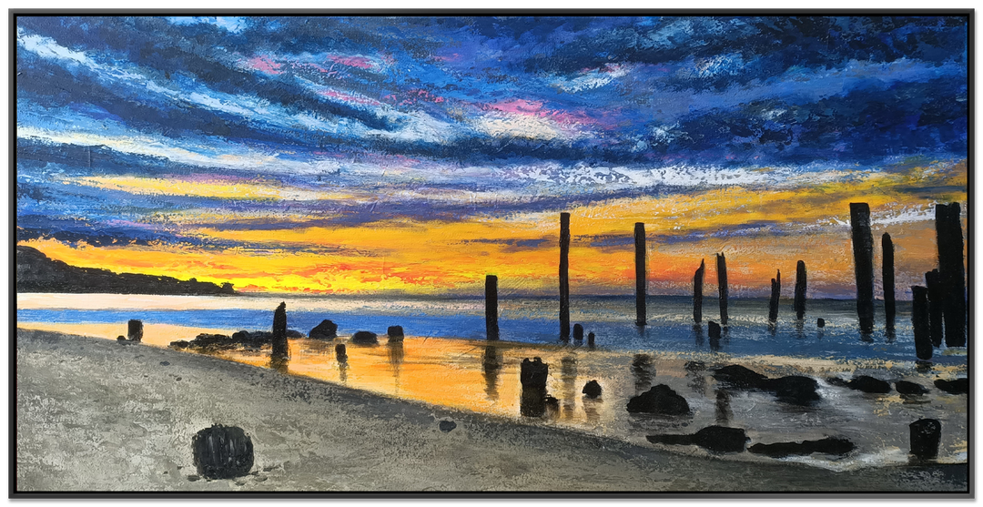 Willunga Beach - Beautiful hand painted Beach, size 80x150cm