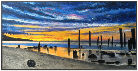Willunga Beach - Beautiful hand painted Beach, size 80x150cm