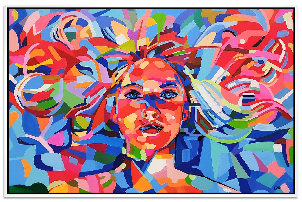 Bewildered Beauty - Colourful Modern Abstract Pop Art Featuring a beautiful Young Woman, Size 90x140cm - Priceless ART:  Australia's Largest Range of Affordable ART