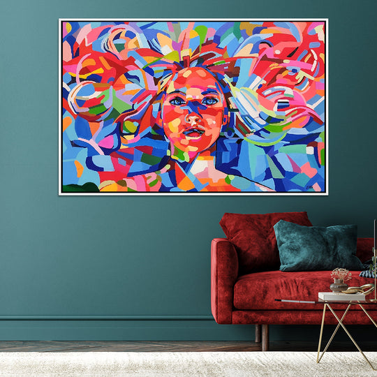 Bewildered Beauty - Colourful Modern Abstract Pop Art Featuring a beautiful Young Woman, Size 90x140cm - Priceless ART:  Australia's Largest Range of Affordable ART