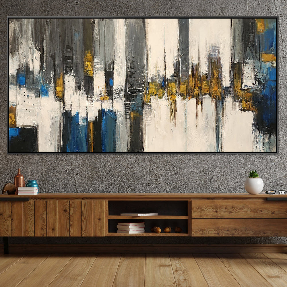 Industrially Complex - Modern Abstract Art Featuring Thick Textural Palette Knife Details, Size 100x200cm