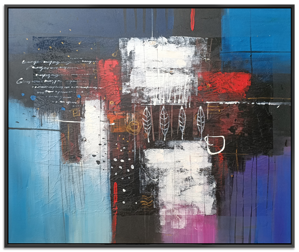 Fragments of Fluster - Modern Abstract Art Finished with a Black Shadow Frame