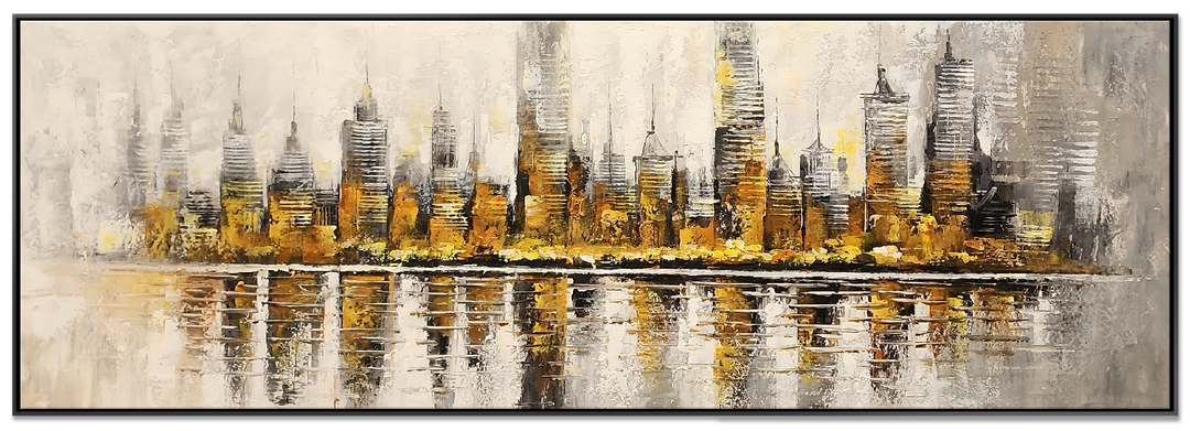 The Golden City - Striking Abstract Artwork Featuring the Impression of a Cityscape in the distance, Size 70x200cm - Priceless ART:  Australia's Largest Range of Affordable ART
