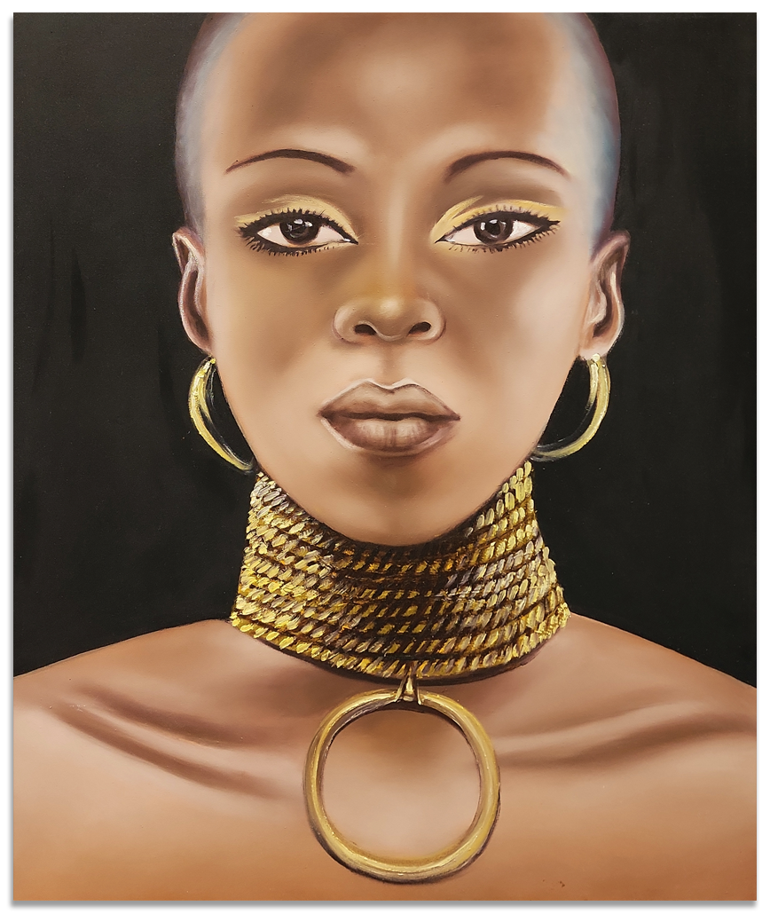 Contemplative Stare - Beautiful, Highly Detailed Portrait of a Woman, Size 100x120cm
