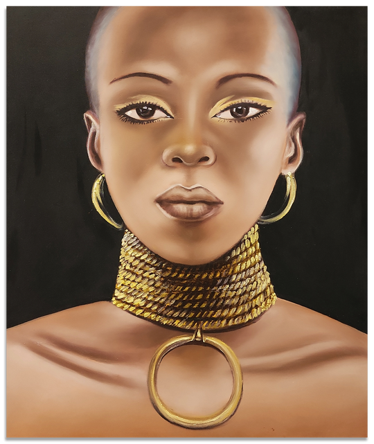 Contemplative Stare - Beautiful, Highly Detailed Portrait of a Woman, Size 100x120cm