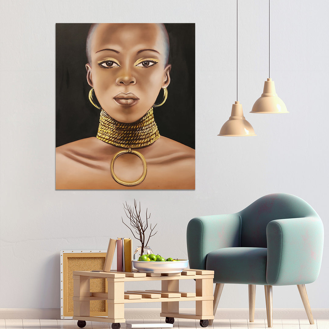 Contemplative Stare - Beautiful, Highly Detailed Portrait of a Woman, Size 100x120cm