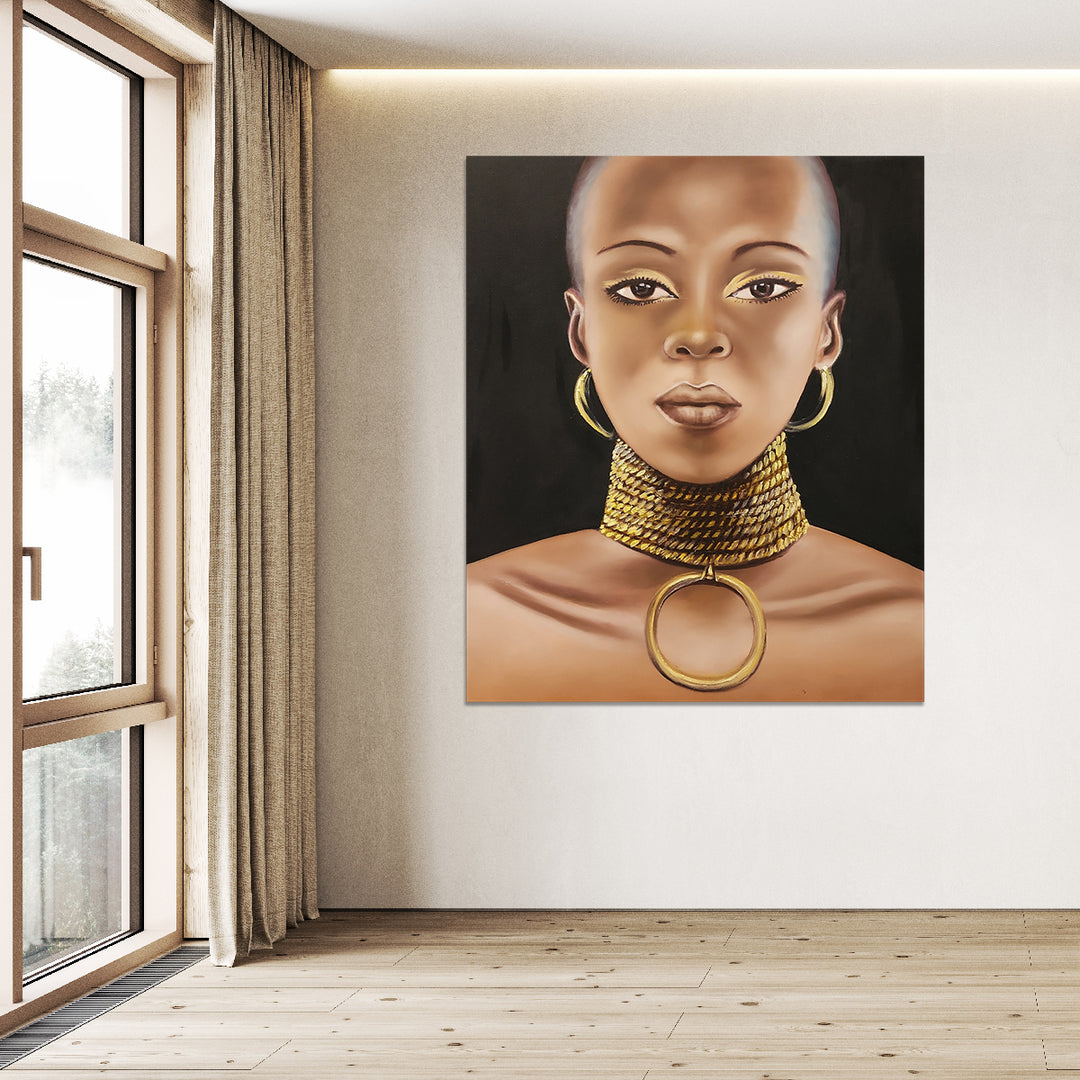 Contemplative Stare - Beautiful, Highly Detailed Portrait of a Woman, Size 100x120cm