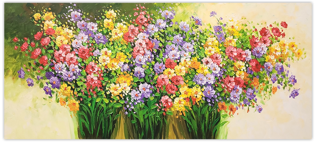 Floral Euphoria - Beautiful, Colourful Assortment of Flowers, in large scale 80x180cm Feature Size