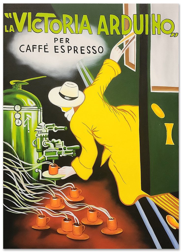 Victoria Arduino - Hand Painted Representation of the Iconic Vintage Poster Art, Size 100x140cm