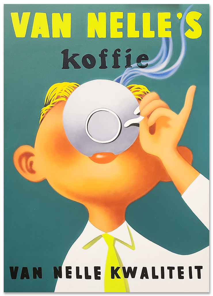 Van Nelle Koffie - Whimsical Coffee Themed Vintage Art Size 100x140cm