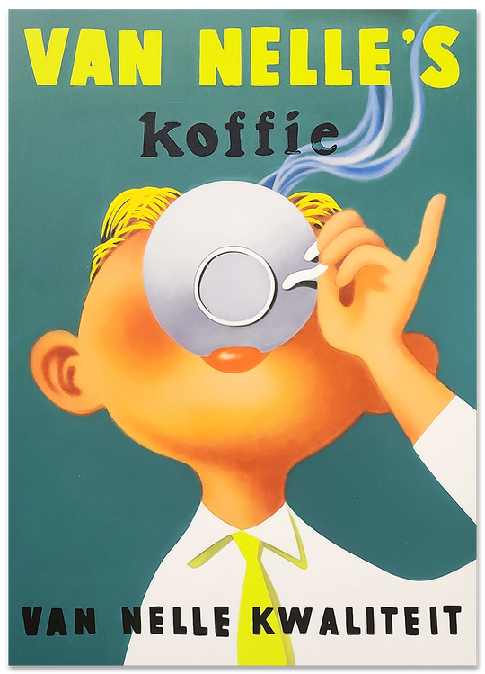 Van Nelle Koffie - Whimsical Coffee Themed Vintage Art Size 100x140cm