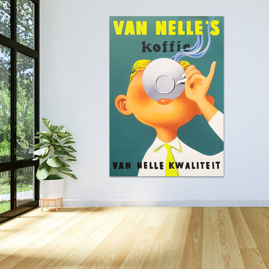 Van Nelle Koffie - Whimsical Coffee Themed Vintage Art Size 100x140cm
