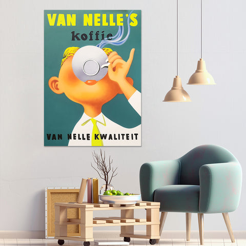 Van Nelle Koffie - Whimsical Coffee Themed Vintage Art Size 100x140cm