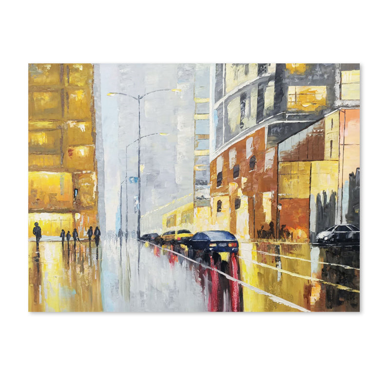 Golden Reflections - Hand Painted Contemporary Cityscape Artwork 75x100cm - AC476
